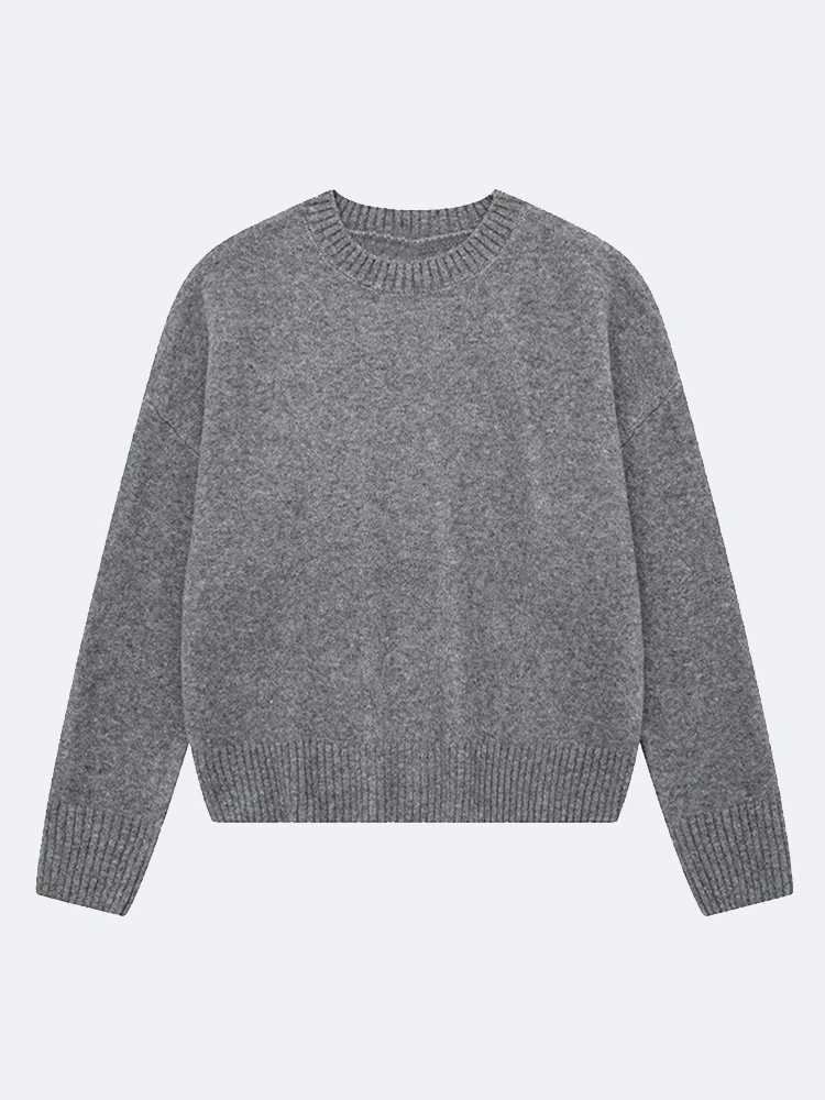 Fashion Solid Round Collar Sweater For Women 2024 Autumn Winter Classical Knitted Pullover Long Sleeve Lady Simple Basic JumperT251025