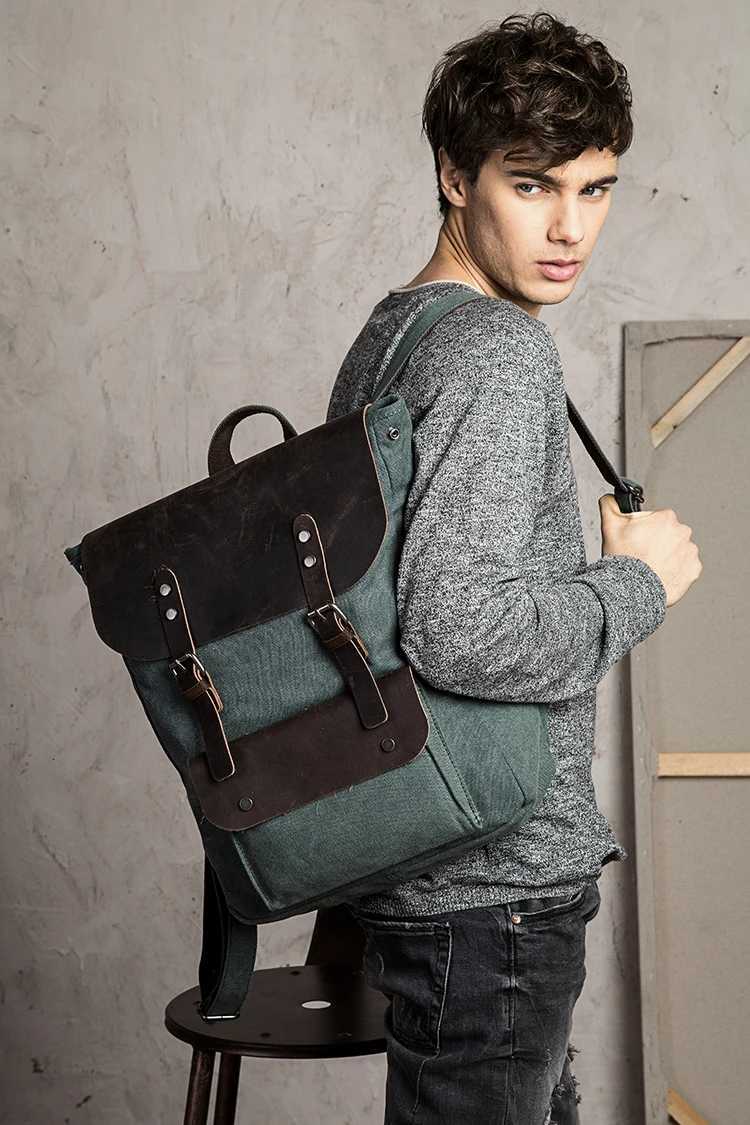Fashion Backpack Leather Canvas men Backpack Women School Bag Bagpack Rucksack male Daypack Knapsack Teenager mochila Hiking New W251025