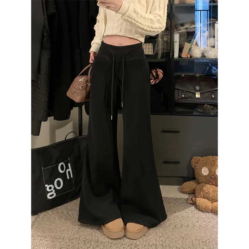 MEXZT Fleece Black Sweatpants Women Streetwear White Baggy Wide Leg Joggers Harajuku Korean Flare Pants Winter Fashion TrousersT251025