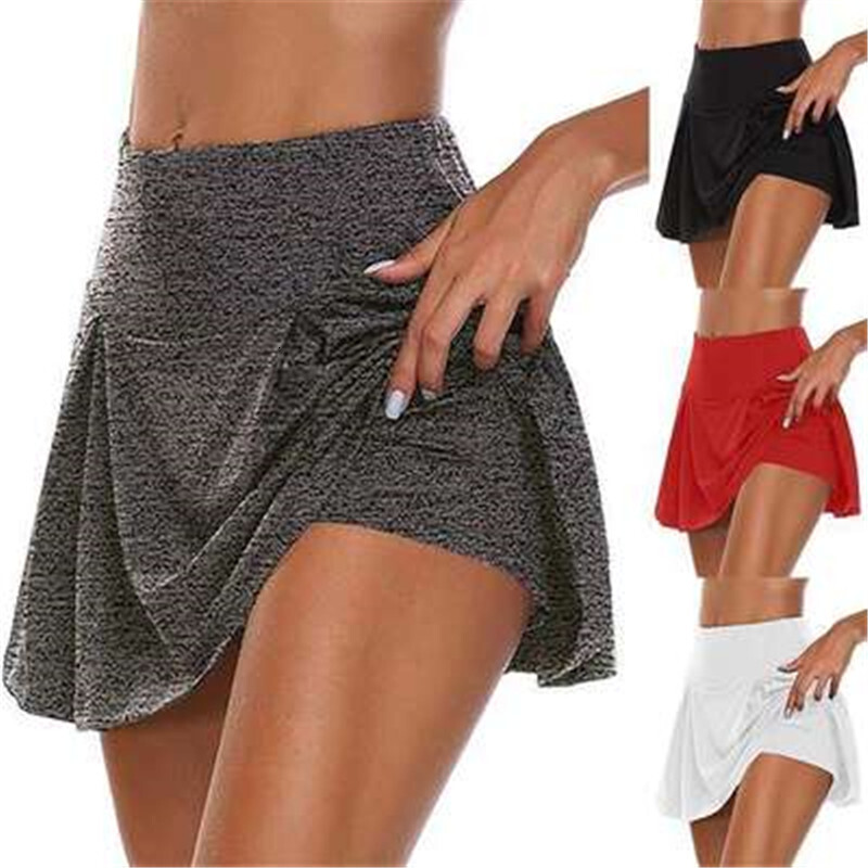 2025 Summer Basic Women's Solid Color Fake Two-Piece Leggings Skirt