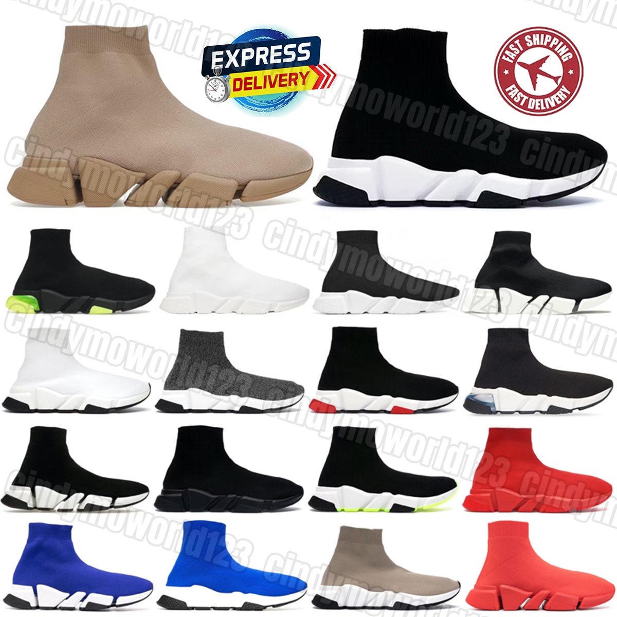 Designer socks Shoes Paris Mens Womens chaussures Mesh EVA Platform sneakers triple black white casual walking trainers outdoor sports trainer 36-45