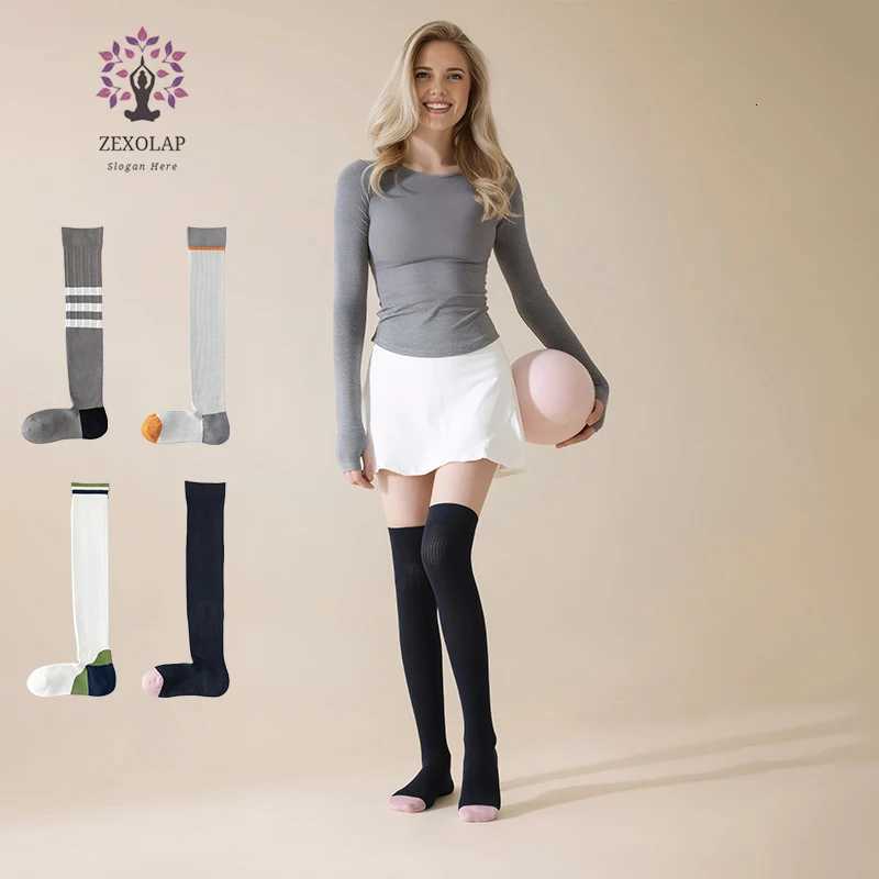 ZEXOLAP Womens High Elasticity OvertheKnee Athletic Socks for Yoga Running Fitness NonSlip Long Socks with Breathable C Y251024