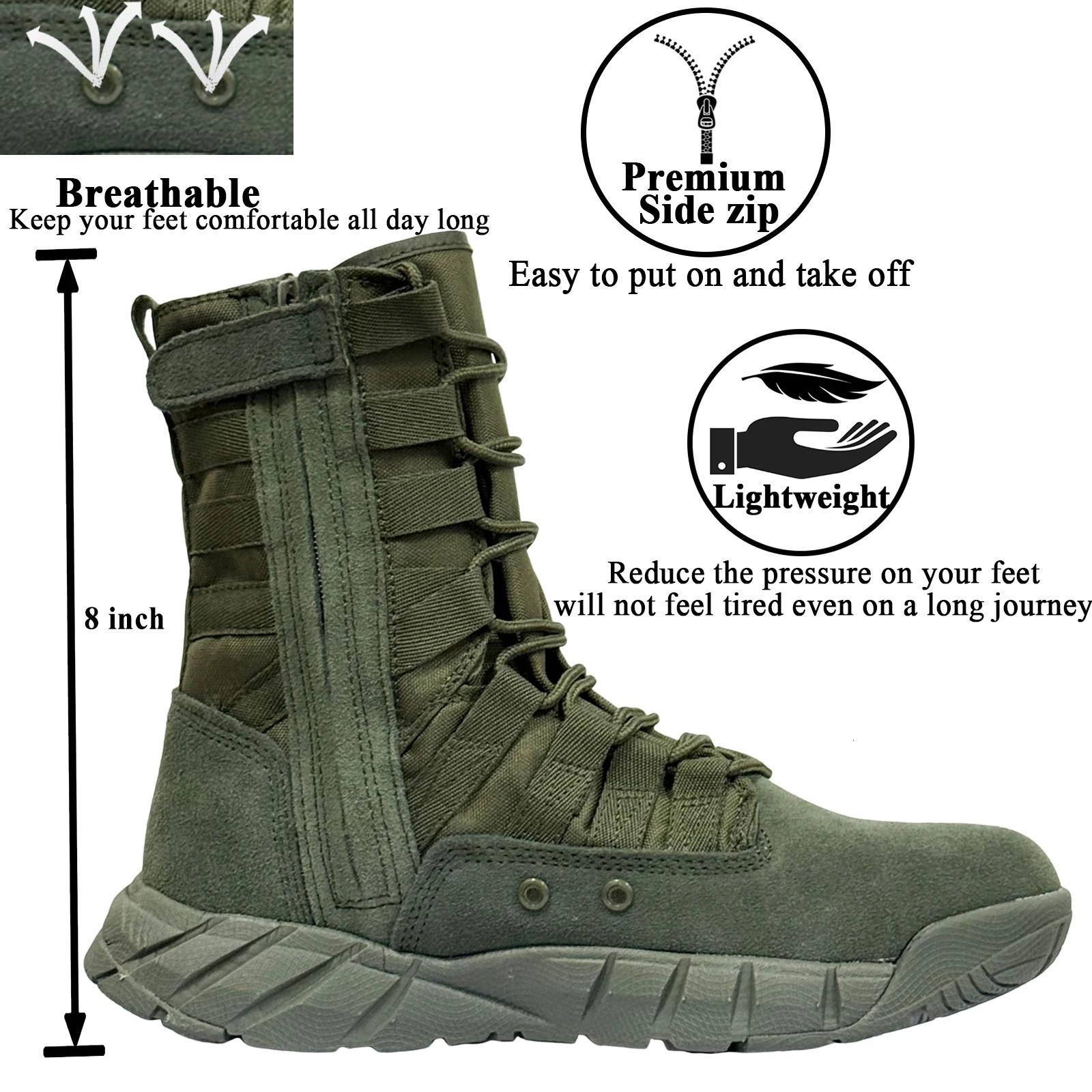 LAHORS Lightweight Suede Leather Tactical Combat Boots Men Outdoor Hiking Desert Army Shoes Breathable Male Ankle Boots Man made 251023