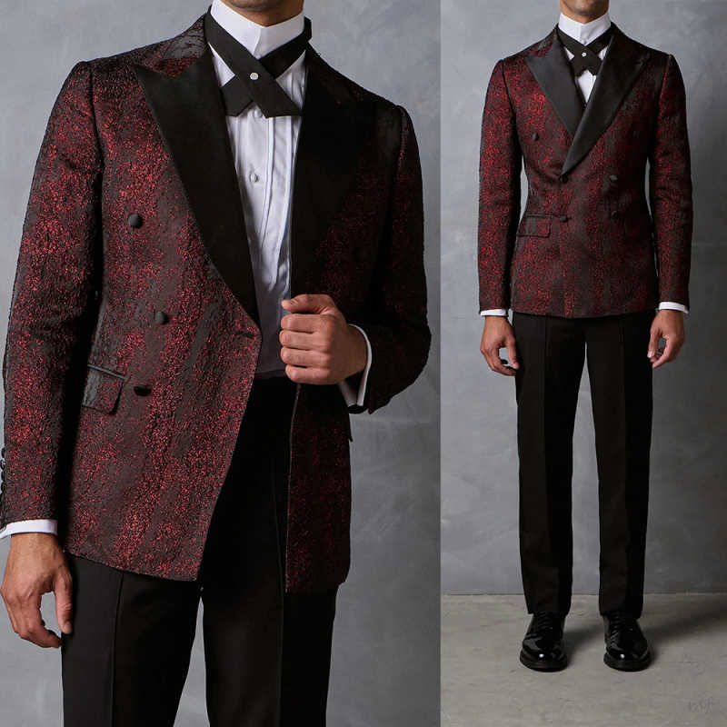 Glitter Men Suits Double Breasted Peaked Lapel Formal Jacket Blazer Slim Fit Evening Prom Wedding Party Tuxedos Custom Made