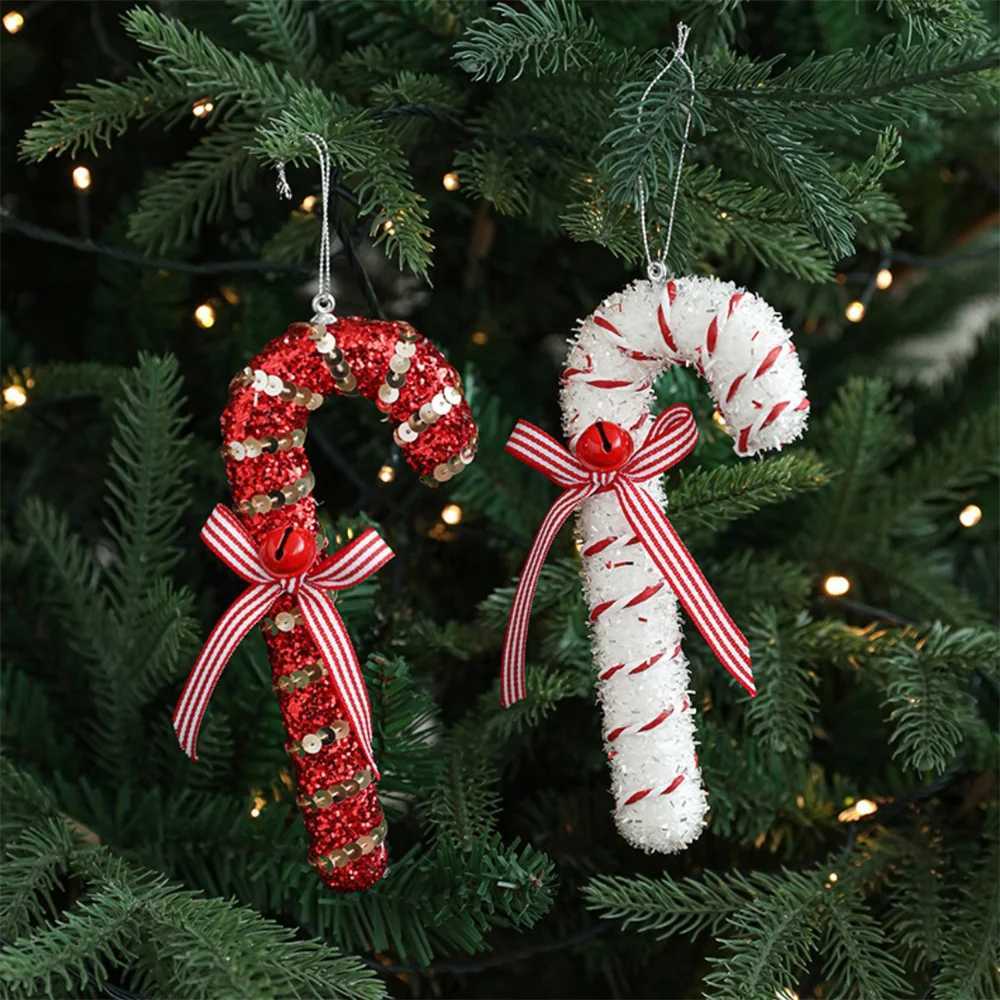 Christmas Red Candy Crutch Lollipop Xmas Tree Hanging Pendant Ornament for New Year Gift Christmas Home Decoration C251024