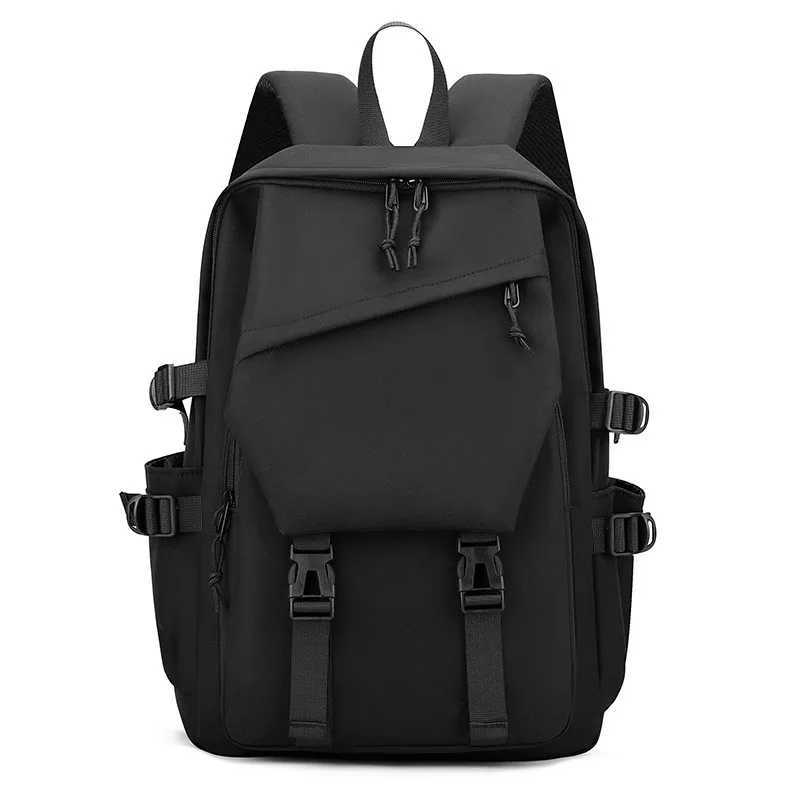 One 15 Inch Polyester Waterproof Solid Color Simple Mens Backpack Fashion Couple Student Computer Backpack W251025