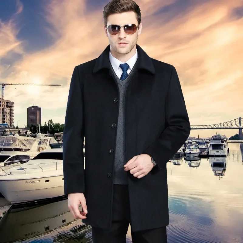 Cashmere 60 Wool Coat Mens Polo Collar Plush Thick Warm Coats for Men Business Casual Clothing Male Clothes Abrigos FCY4723T251025