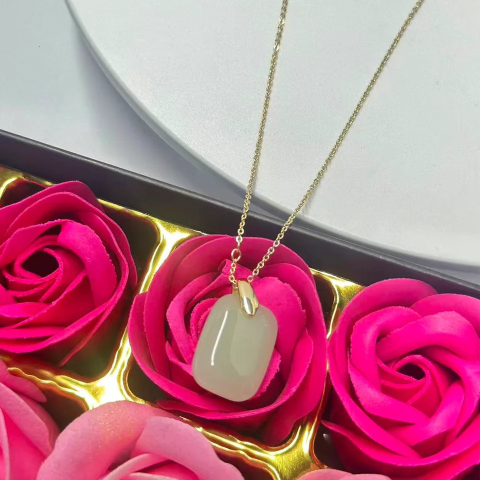 Chinese imitation Hetian jade copper coin nothing pendant retro temperament simple and versatile highend steel necklace 251023