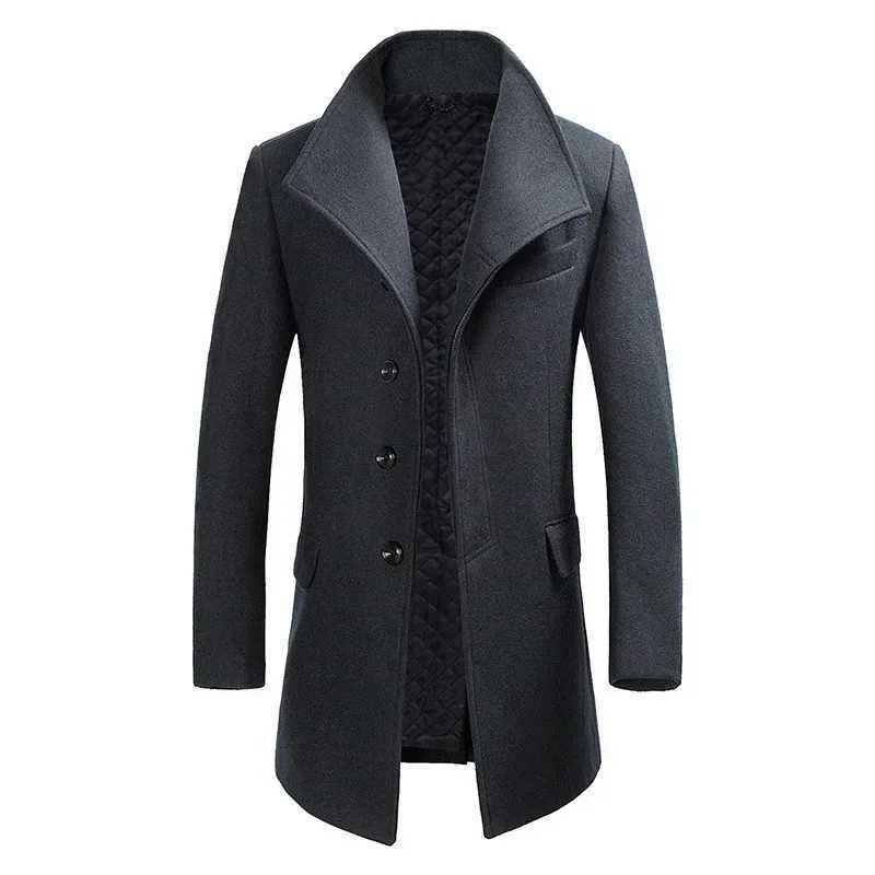 Men British Style Overcoats Business Casual Woolen Coats New Winter Man Thicker Warm Trench Coats Quality Long JacketT251025