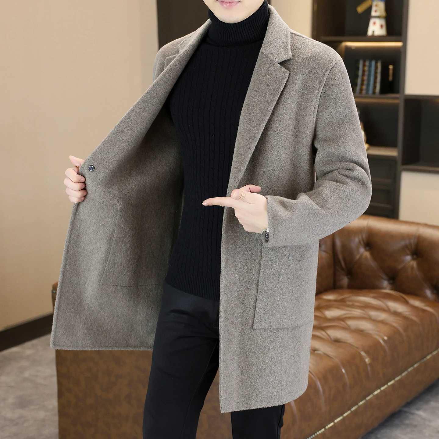High Quality Mens Business Casual Woolen Coats 2025 Autumn Winter 70 Wool Windbreaker Jackets Outwear Warm Overcoat ClothingT251025