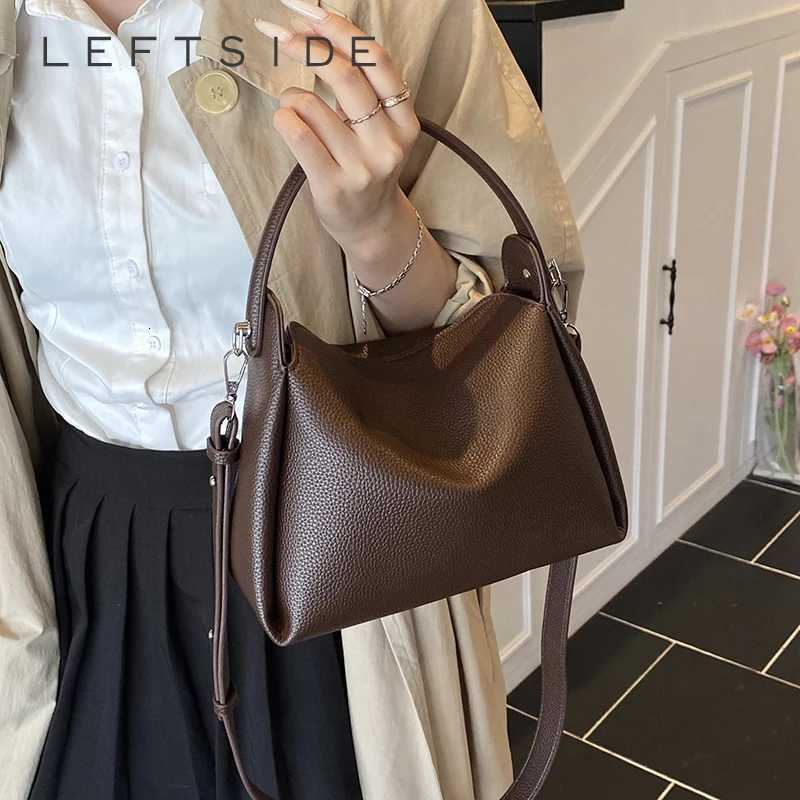 LEFTSIDE Small PU Leather Bucket Bag for Women Shoulder Bags 2025 Short Handle Crossbody Bag Lady Luxury Handbags and Purses Z251024