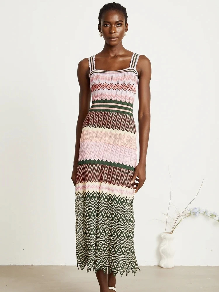 Knitted Dubai Arab Long Maxi Women Elegant Sleeveless Vintage Dresses Vacation Wear Trendy Boho Dress 251022 C260312