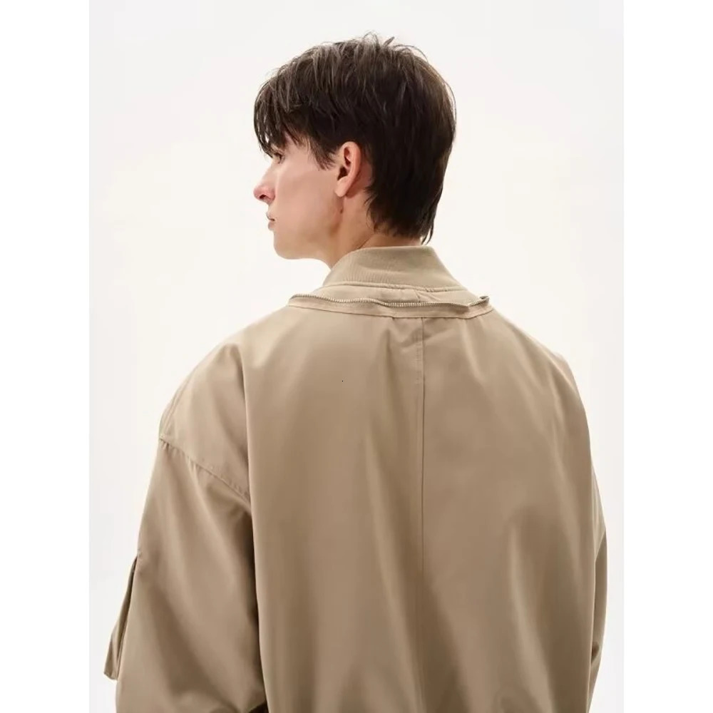American Streetwear Bomber Jacket Men Doublezipper Multipocket Short Jackets Multifunctional Autumn Mens Retro Workwear Coat 251015