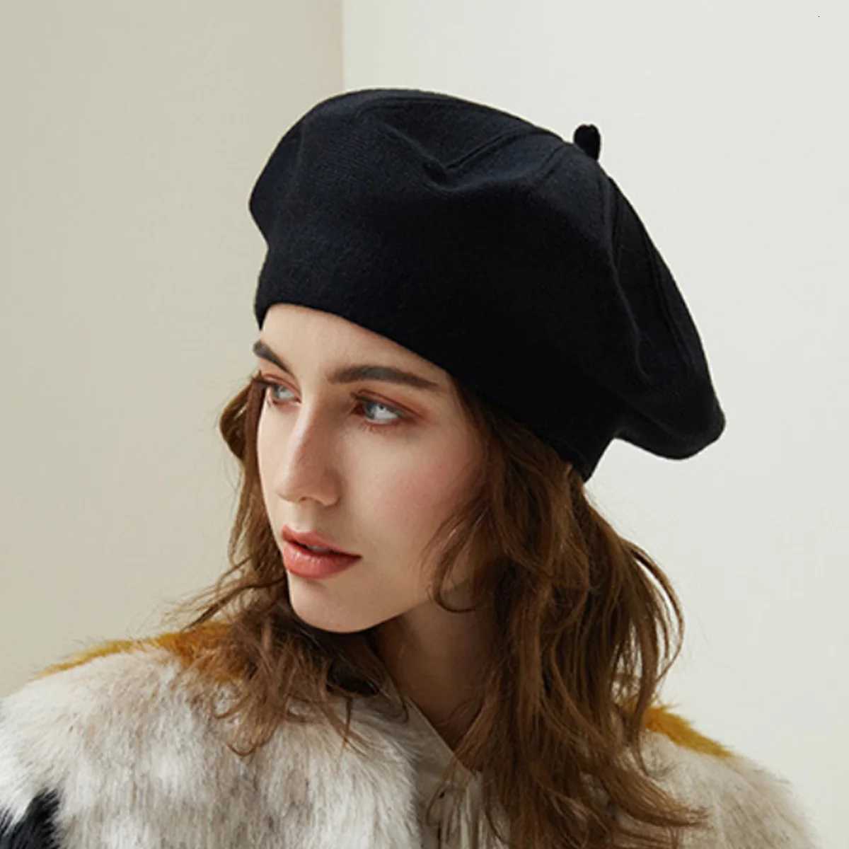 New Wen knitted beret resilient Solid white Beret Hat Fem Sweater cfortable Autumn and Winter warm beret Striped c hot Y251025