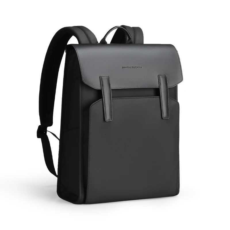 Mark Ryden Classic Business Work Black Leather Backpack 156 Inch Laptop Waterproof Bag School Bags Business bacbackpack for men W251025
