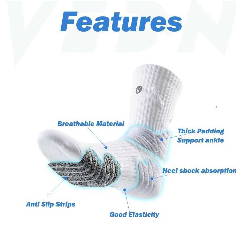 13 Pack Non Slip Basketball Socks Thick Padding Shock Absorption Running Socks for Football Cycling Y251024