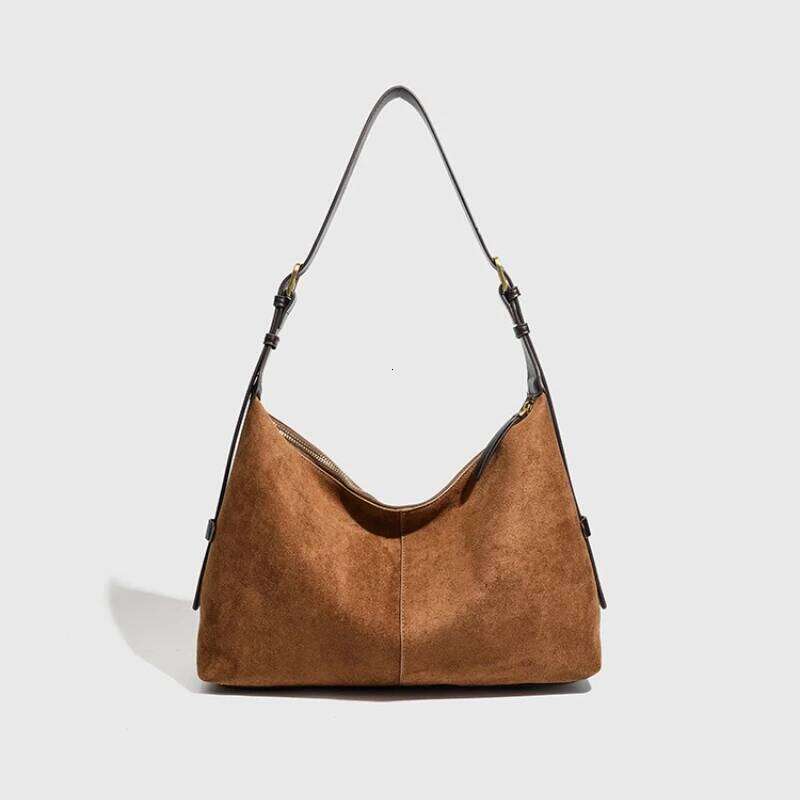 Faux Suede Shoulder Large Capacity Solid Color Underarm Bag Simple Casual Commuter Handbag Designer Purses 251025