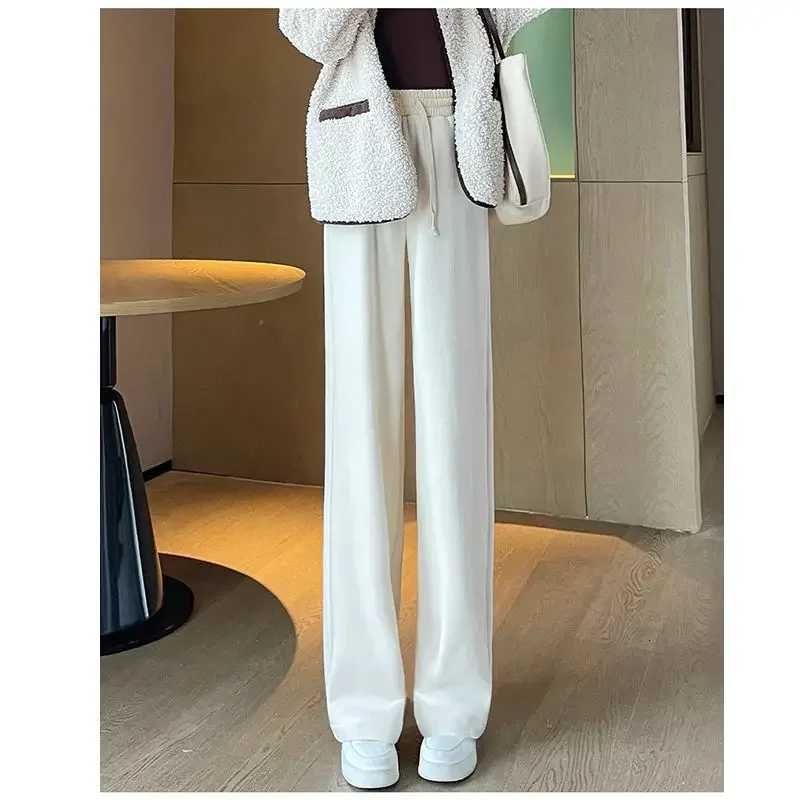 Women Keep Warm Thickened Corduroy Trousers Wide Leg Sweatpants Winter Straight Pant High Waist Warm Loose Simple Lamb TrousersT251025