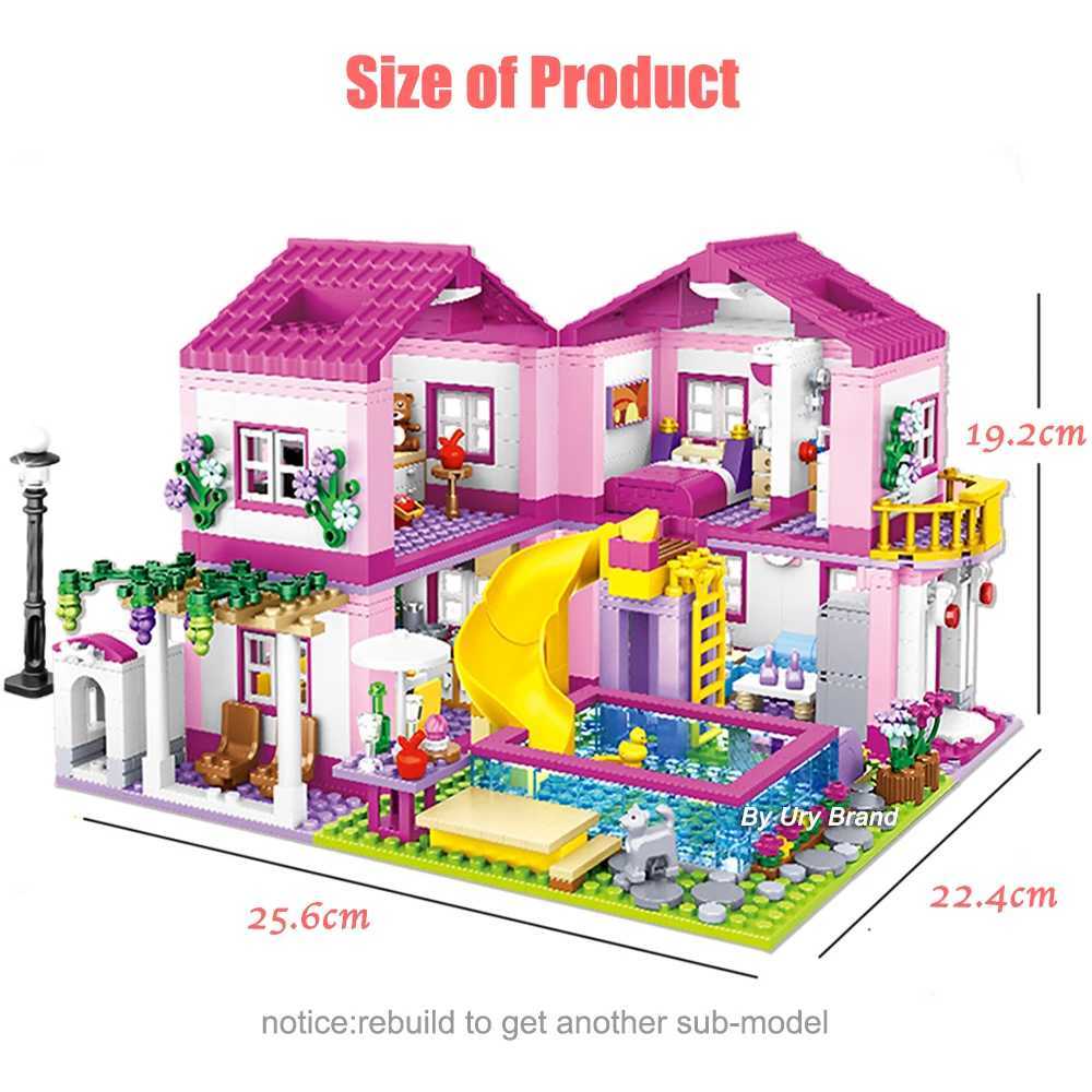Friends City House Summer Holiday Villa Castle Building Blocks Sets Figures Swimming Pool DIY Toys for Kids Girls Christmas Gift C251023