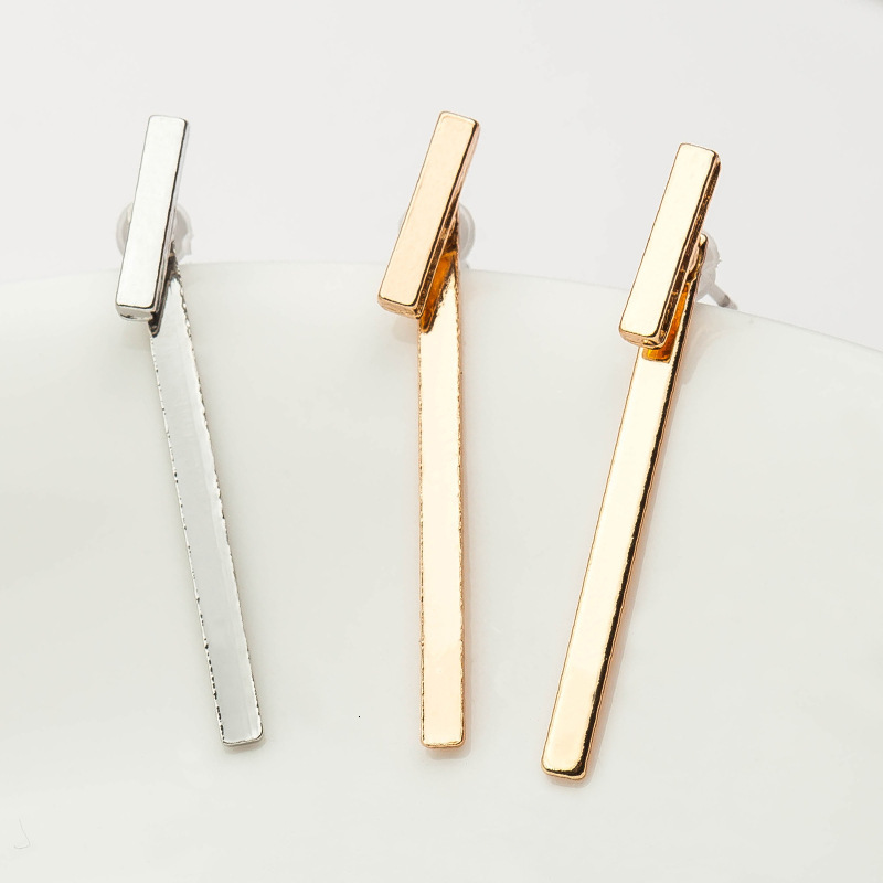 High-End Minimalist T-Shaped Metal Bar Stud One-Line Earrings Jewelry