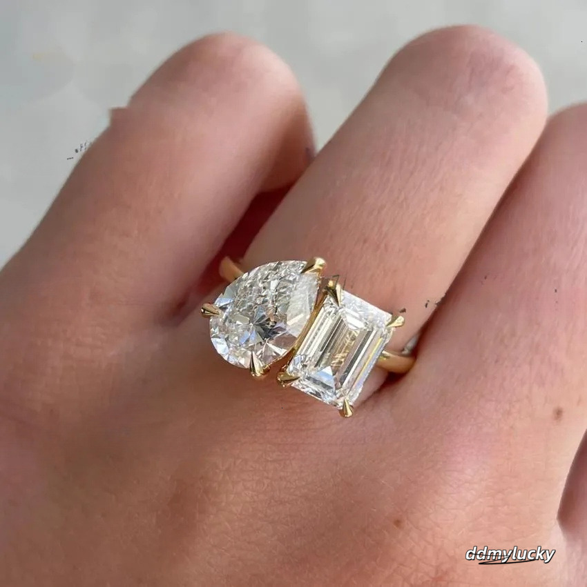 S925 pure silver geometric droplet square zircon ring for women, European and American niche design, light luxury fashion versatile ring Ddmylucky