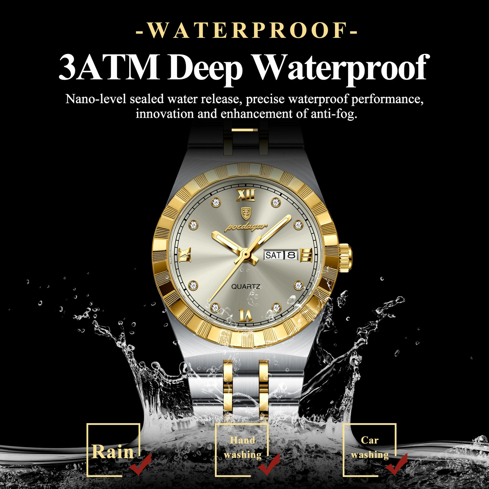 POEDAGAR Original Ladies Watch Luminous Waterproof Week Date Woman Wristwatch Stainless Steel Women Quartz Watches Female 251021