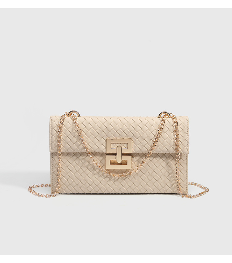 Luxury Brand Designer Bag Women's Bag Brown Woven Small Square Bag 2025 New Vacation Style Chain Flap Twist Lock Single Shoulder Crossbody Bag
