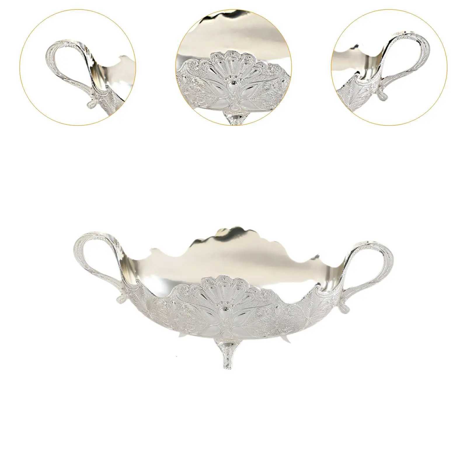 Footed Fruit Bowl Snacks Plate Double Ear Design Decorative Countertop Organizer Fruit Holder for Bar Wedding Holidays He Y251025