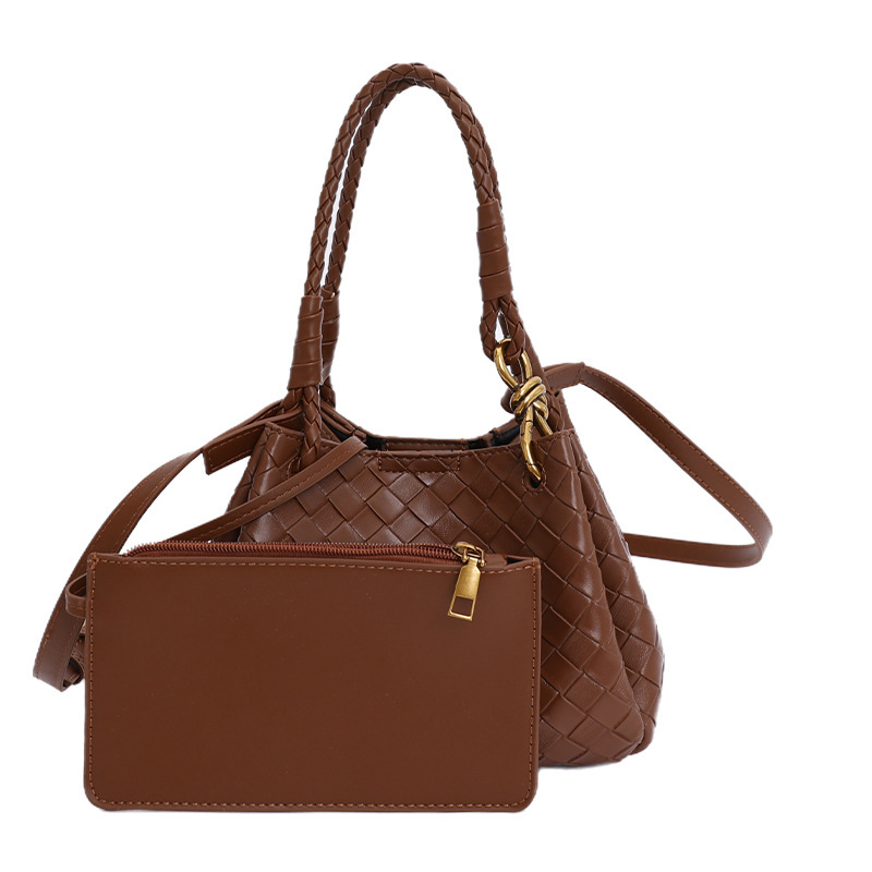 Luxury Brand Designer Bag Woven Pattern Bucket Bag Fashion Niche High-End Sense Basket Bag Soft Leather Commuter Handheld Crossbody Bag For Women