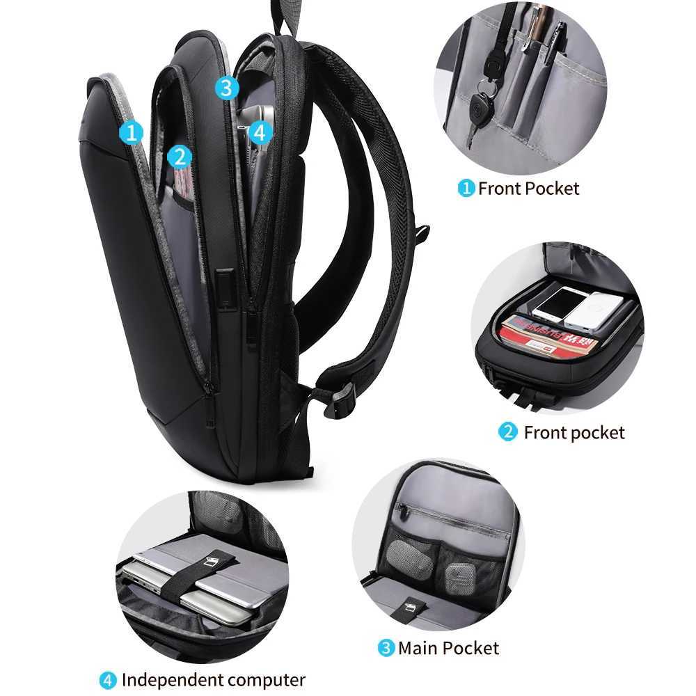 HcanKcan Mens Waterproof Backpack Business Laptop packs Travel Male Expandable Bags USB Charging Multifunction Womens Backpack W251025