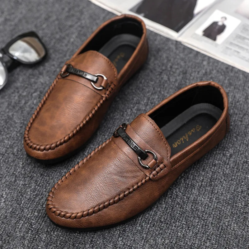 High Quality Leather Men Casual Shoes Comfortable Light Men Loafers Formal Men Dress Shoes Breathable Slip on Men Driving Shoes 251023