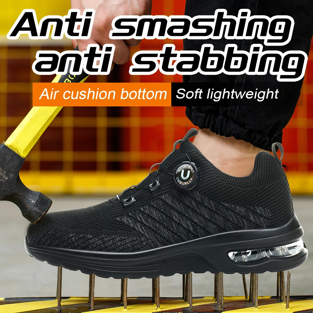 Rotary Buckle Work Boots Safety Steel Toe Men Breathable Safety Shoes Indestructible Shoes PunctureProof Work Sneakers 251023