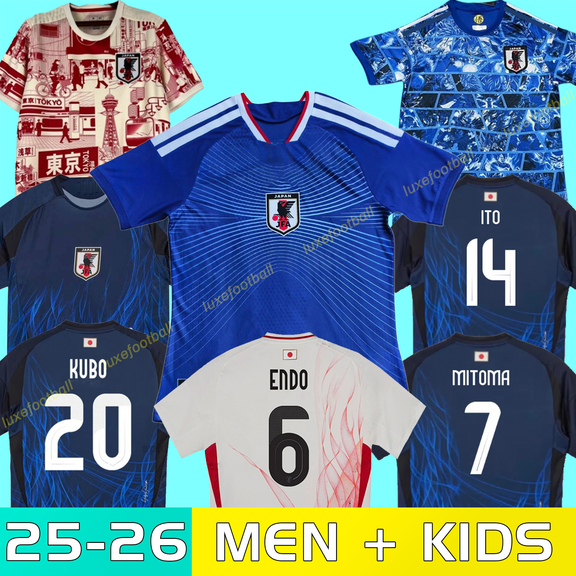 26 JApan classic Caroon soccer jerseys Tracksui MINAMINO TOMIYASU TSUBASA Mioma maillo japon fubol camisea KYOGO Io SHIBASAKI KUBO KAMADA GOKU fooball