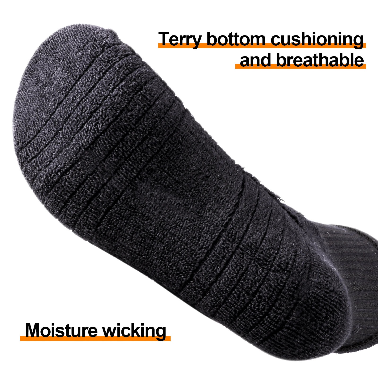 YUEDGE Men Thick Breathable Cotton Cushion Crew Outdoor Sports Hiking Trekking Socks Work Boot Socks For Men 3746 EU 251023