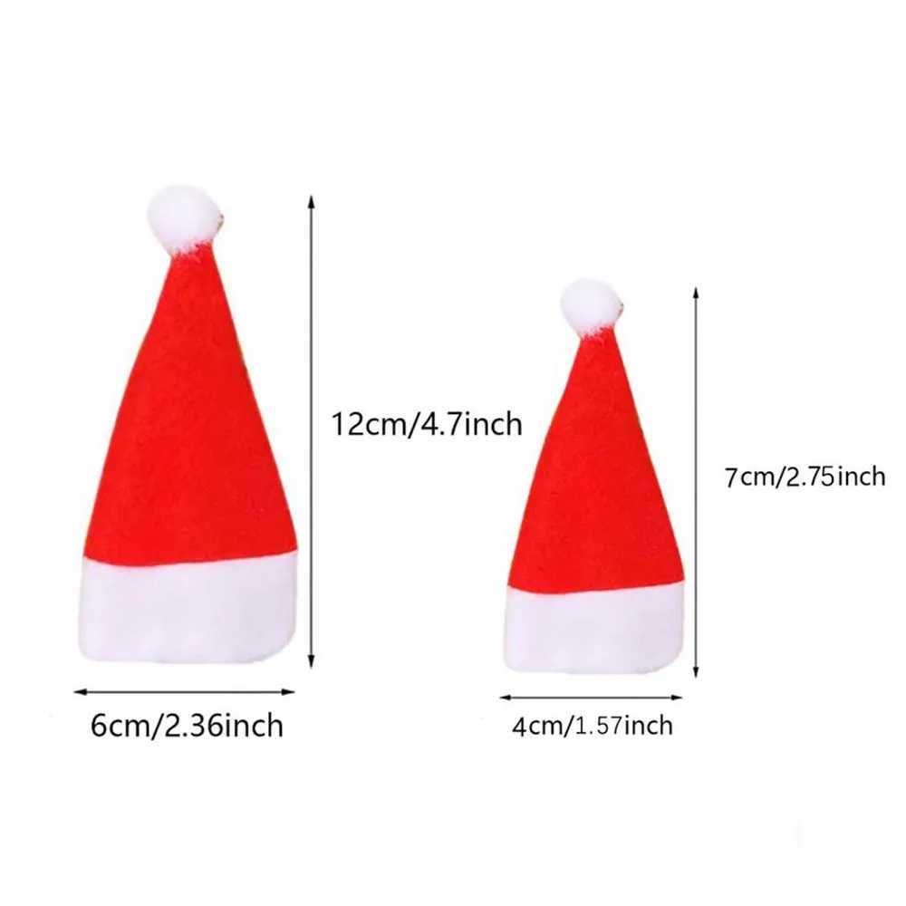 Mini Christmas Decoration HatsRed Mini Christmas CapWine Bottle Santa CapCutlery Holder for Kitchen Dining Decor C251024