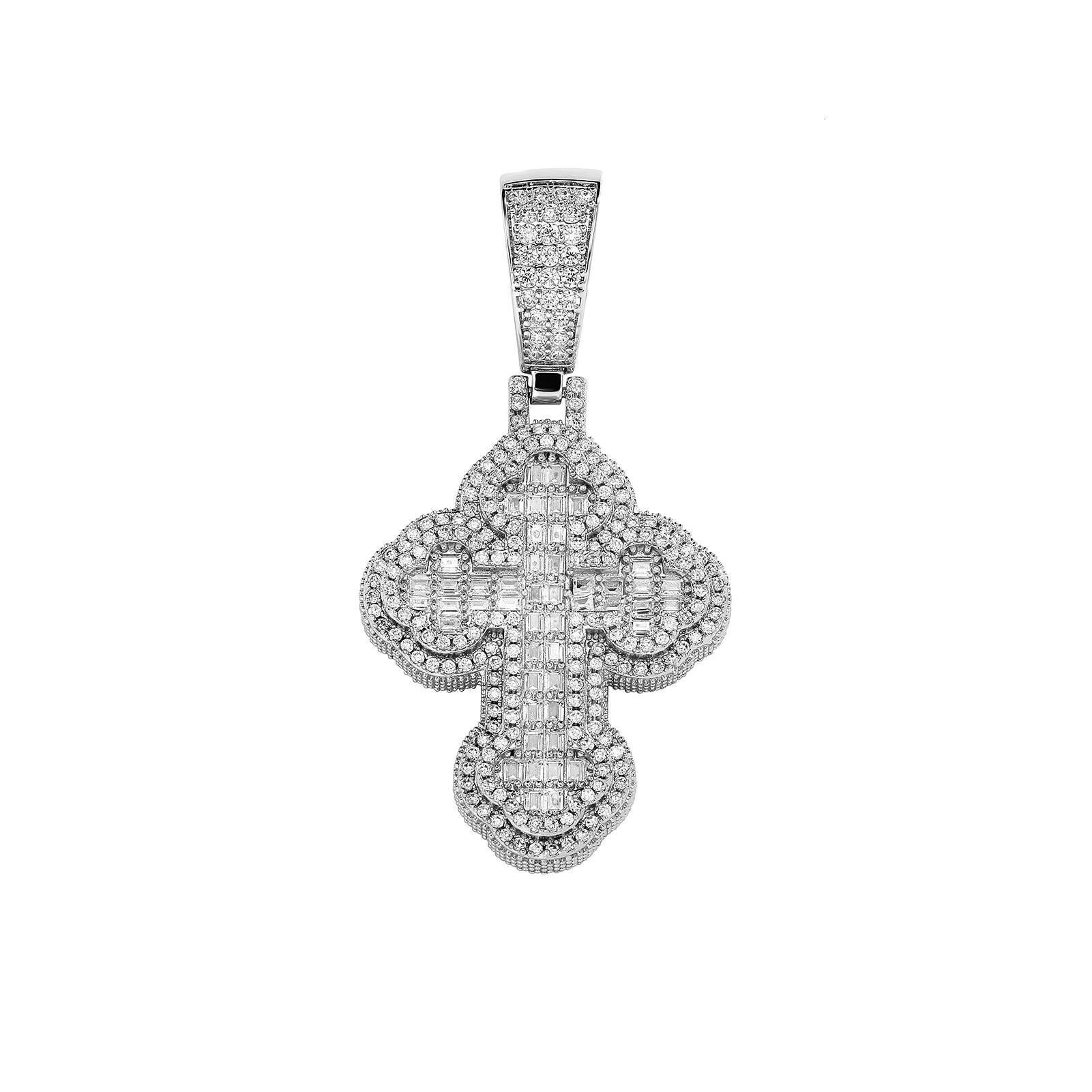 Crossborder Hiphop Necklace Cross Pendant TEMU Personalized Trendsetter T square Zircon Mens Necklace Accessories Wholesale