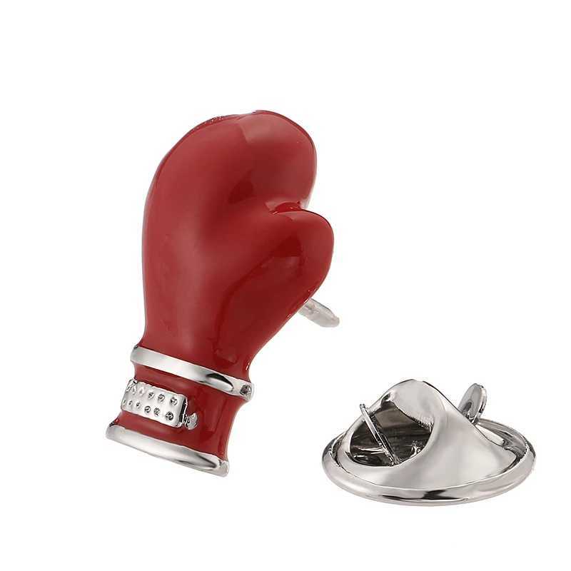 High quality red boxing gloves brooch fashion brand denim clothing hat scarf suit lapel badge pin mens brooch J251115