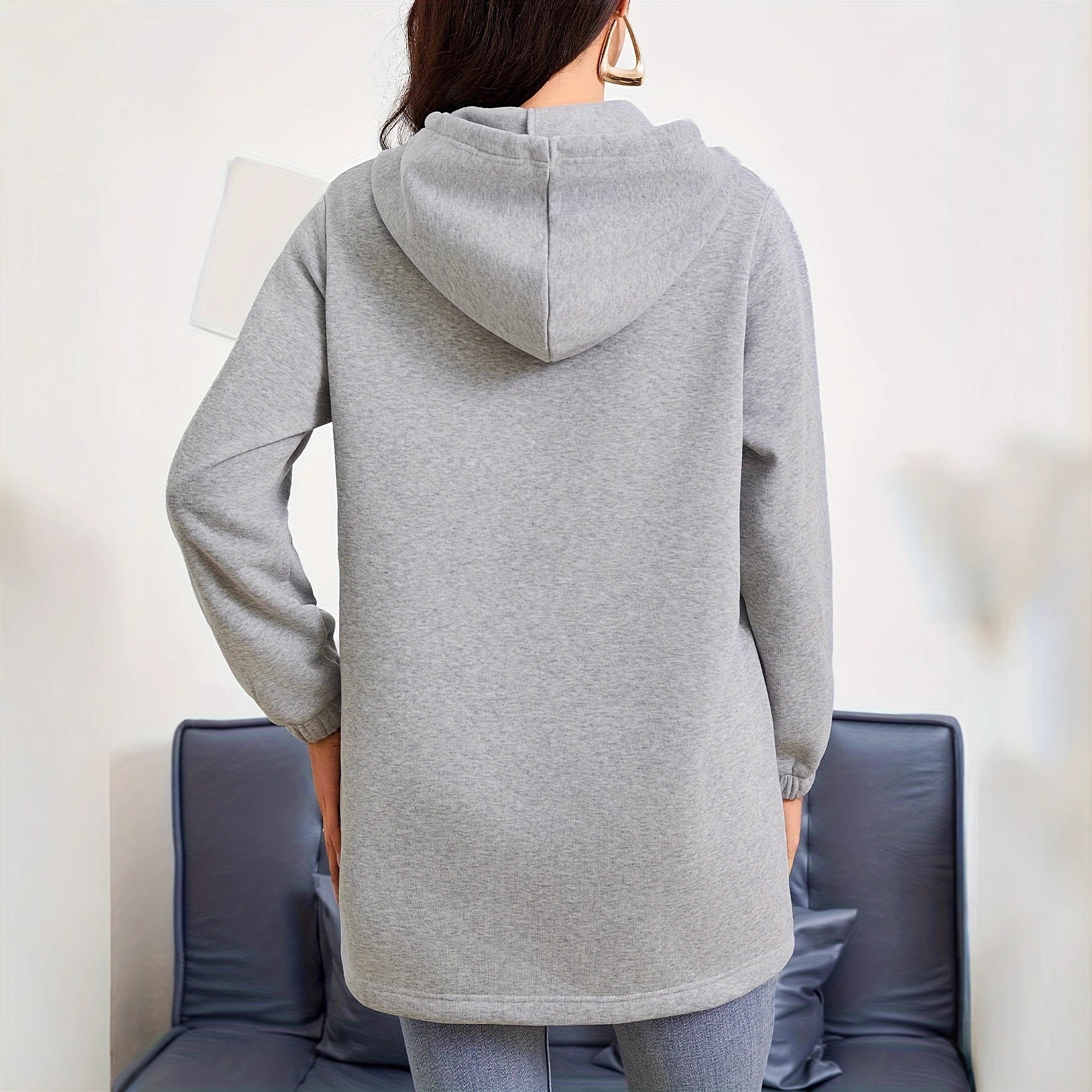 Outdoor Autumn and Winter Casual loose Long Sleeve Sweatshirt Half Zipper Ladies