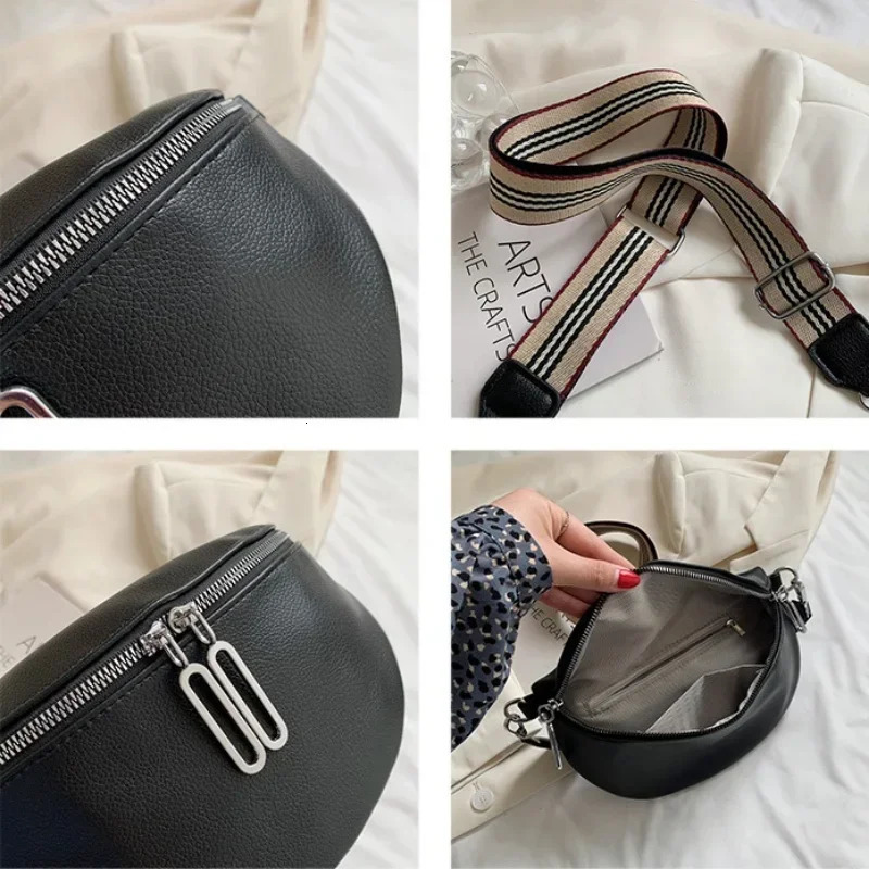 Elegant Solid Colour Soft PU Leather Fanny Packs For Women Stylish Waist Bag Female Waist Pack Ladies Charm Crossbody Chest Bag 251023