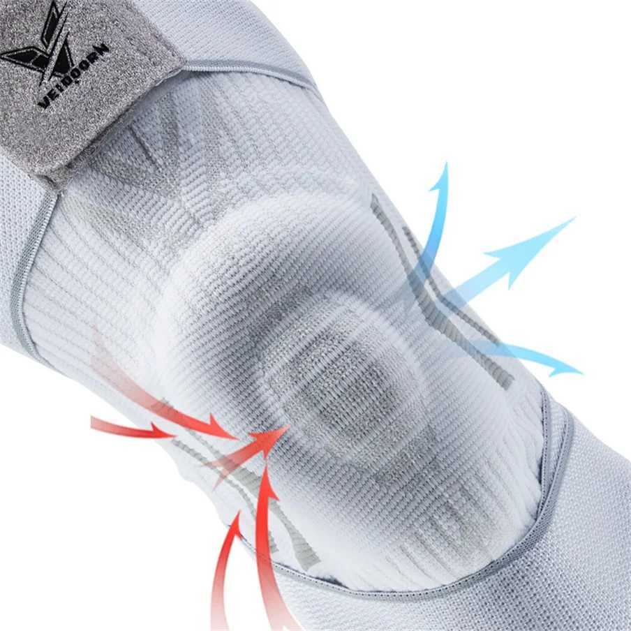 1PC Men Compression Crossfit Rodilleras Elastic Sport Knee Sleeve with Long Straps Black Blue Knee Brace with Silicone Gel Y251024