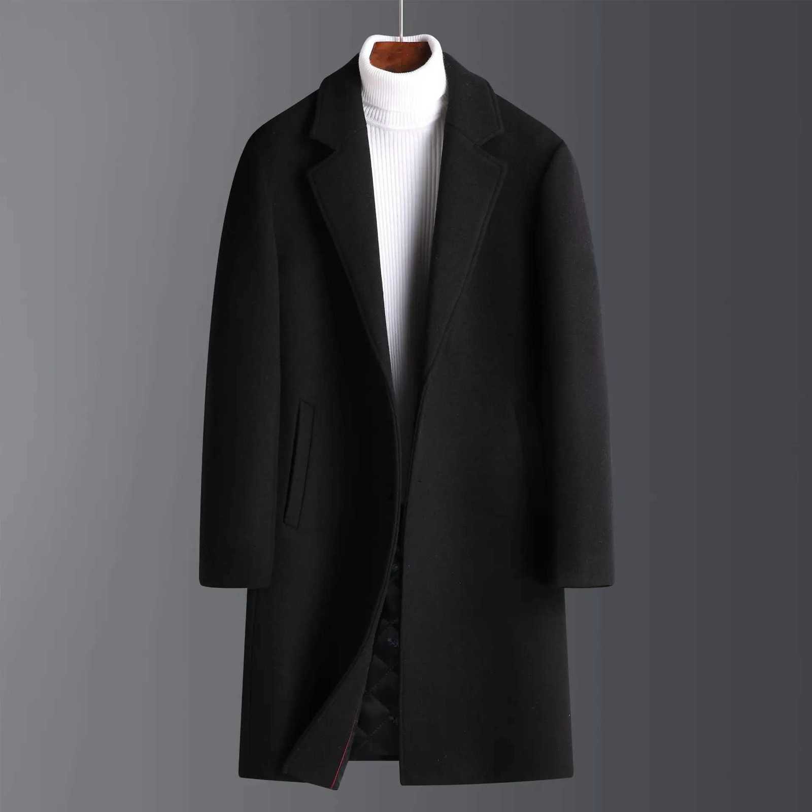 2024 Winter Wool Coat Casual Mens Fashion Trend Medium To Long Thickened Double Sided Woolen Windcoat Coat Trench Coat MenT251025