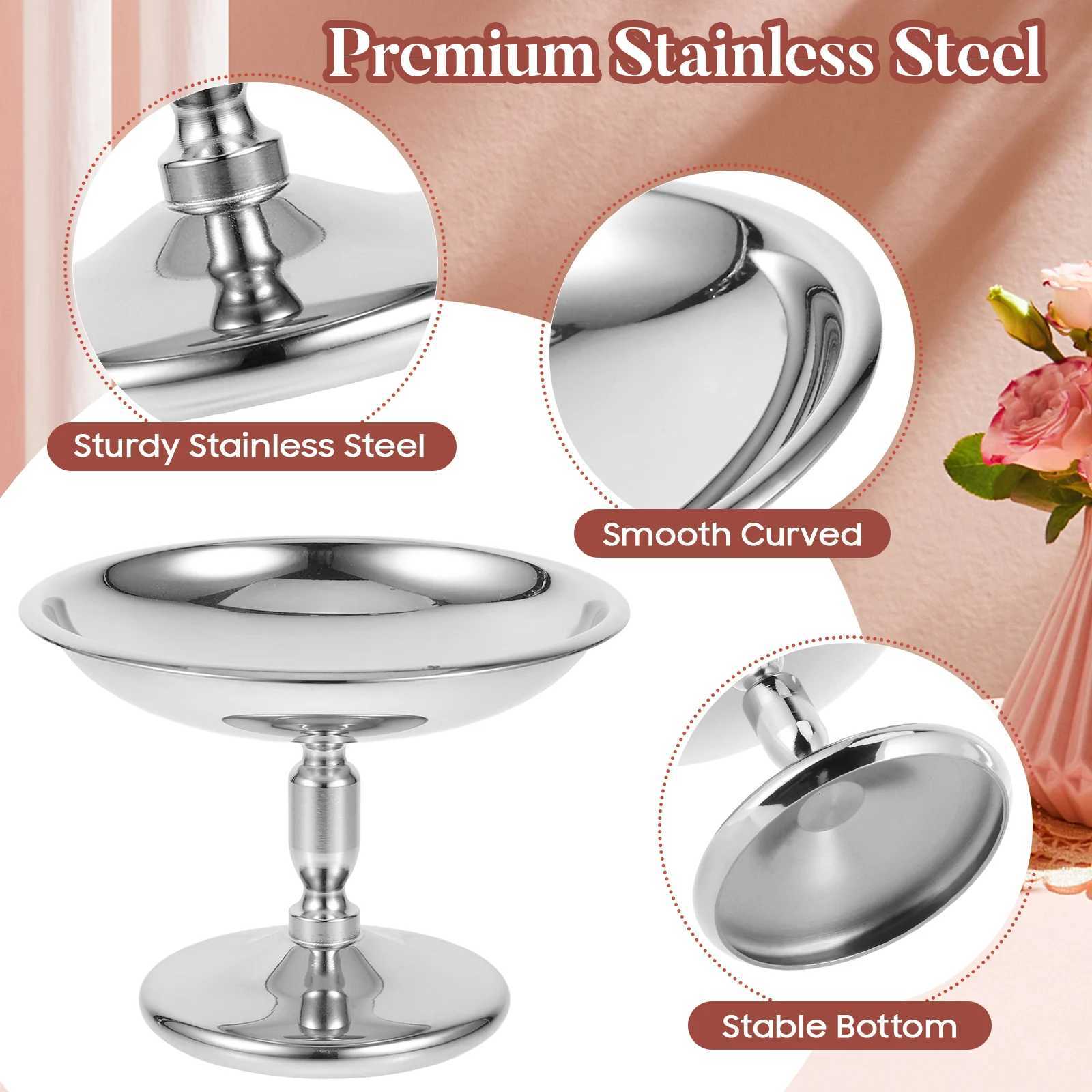 304 Stainless Steel Dessert Cup Cups Salad Goblet Retro High Base Bowl for Fruit Yogurt Snack Dish Bar Dinnerware Y251025