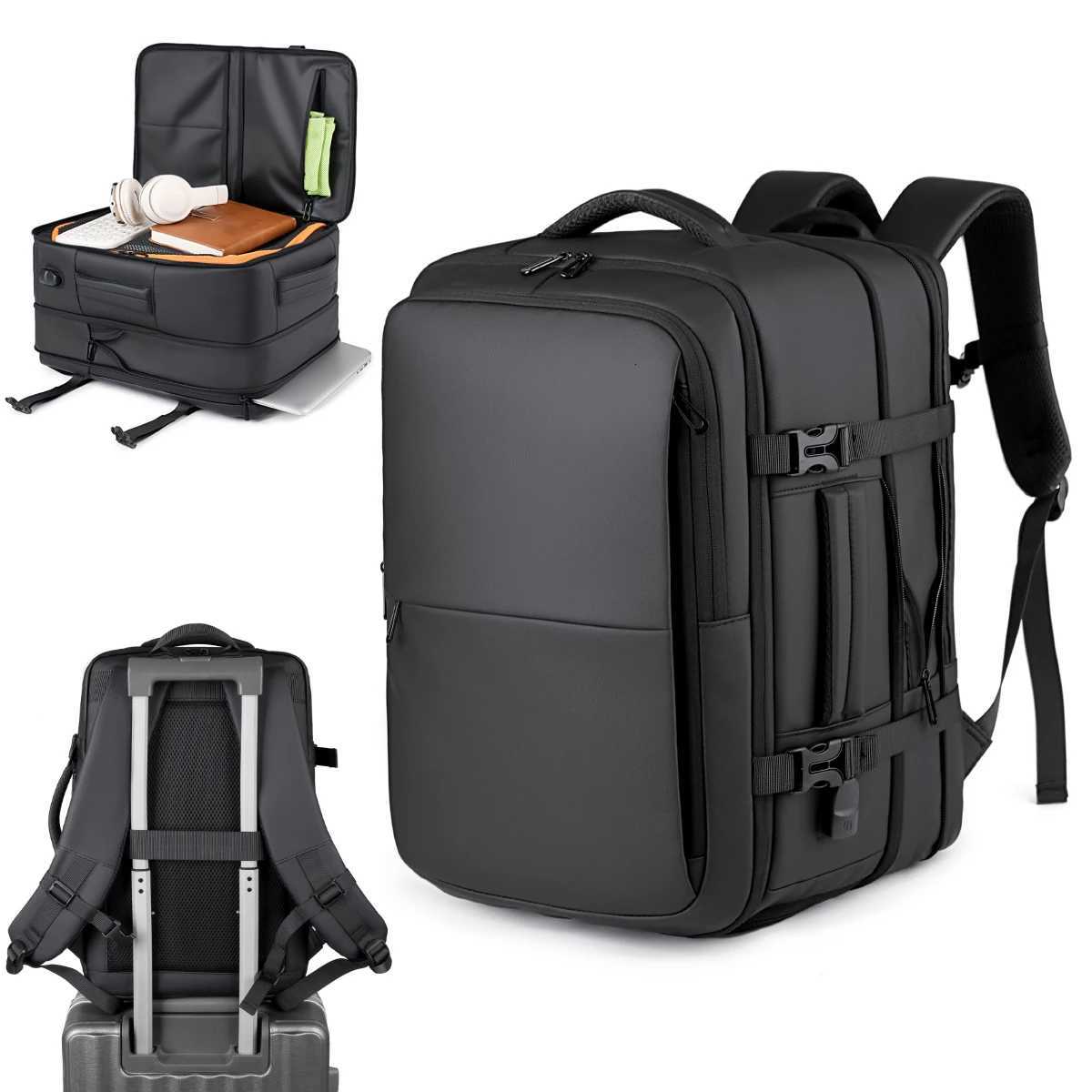 Urban Commuting Mens LargeCapacity Business Waterproof Backpack Travel Boarding Laptop Business Trip Backpack Womens Expandable Family Travel W251025
