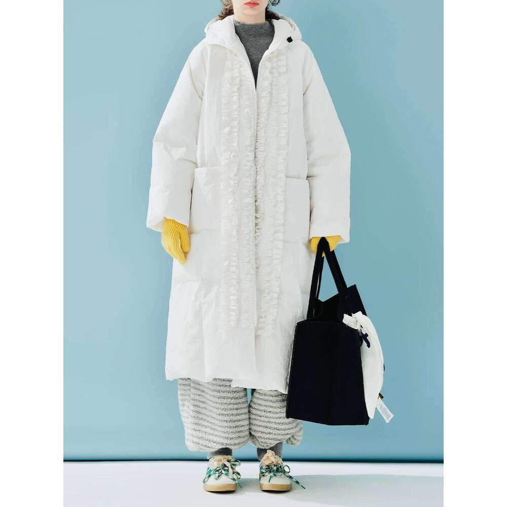 Black Fungus Edge Duck 2025 Women's Winter High-End Long Hooded Down Jacket Coats Designer Women