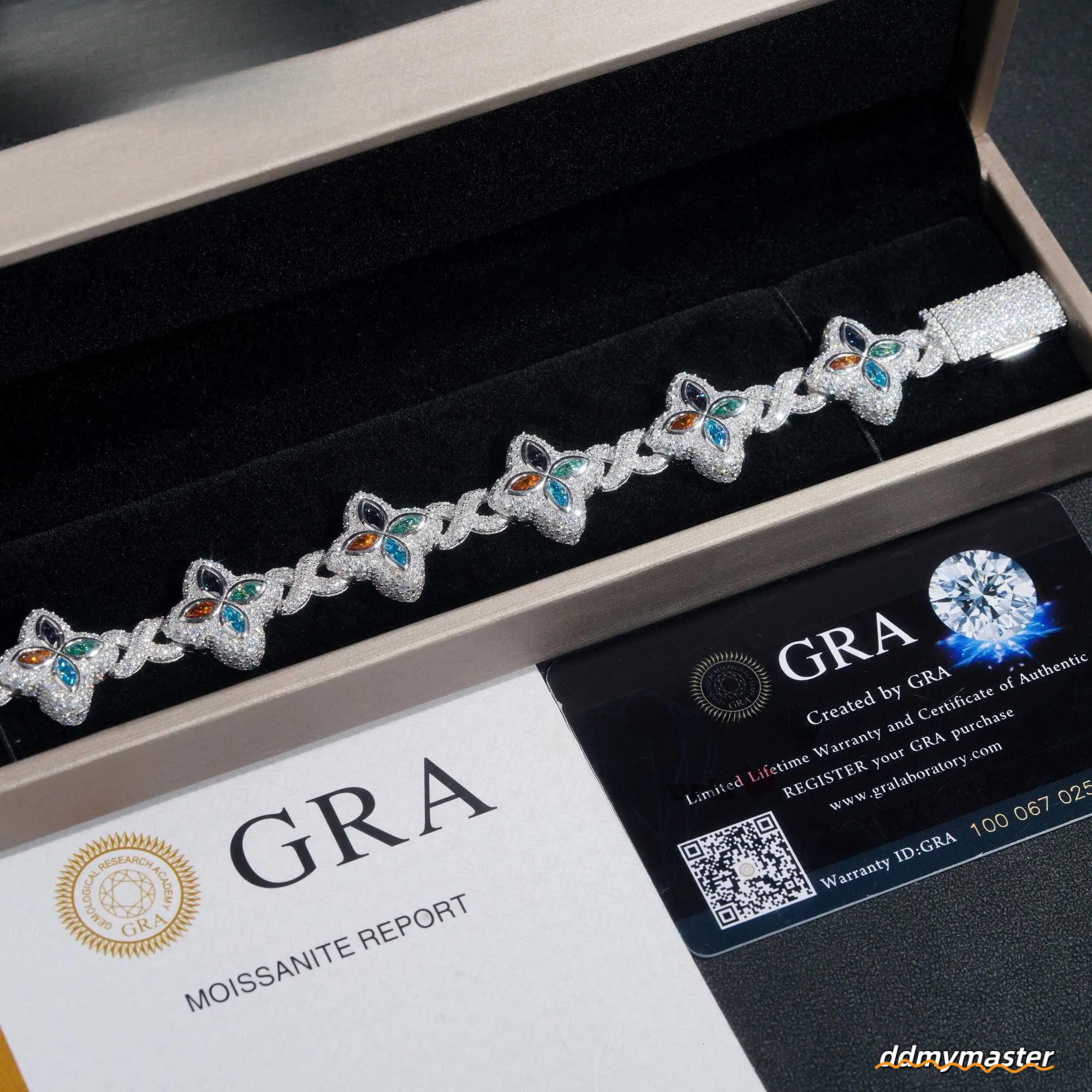 New Trendy Rapper Jewelry Hip Hop Gold Plated Moissanite Dia Sier Clover Infinity Men Cuban Link Bracelet Ddmymaster