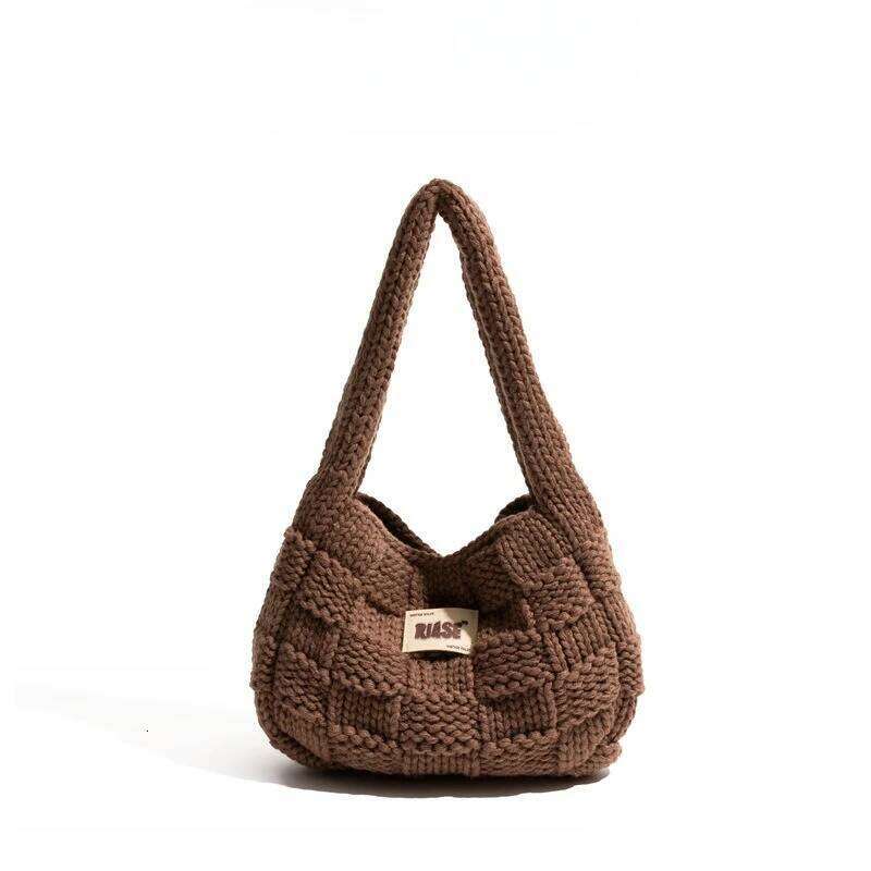 Small Knitted Armpit Shoulder Autumn Winter Plaid Female Tote Versatile Underarm Bag Fashionable And Practical Handbag Suotong251025