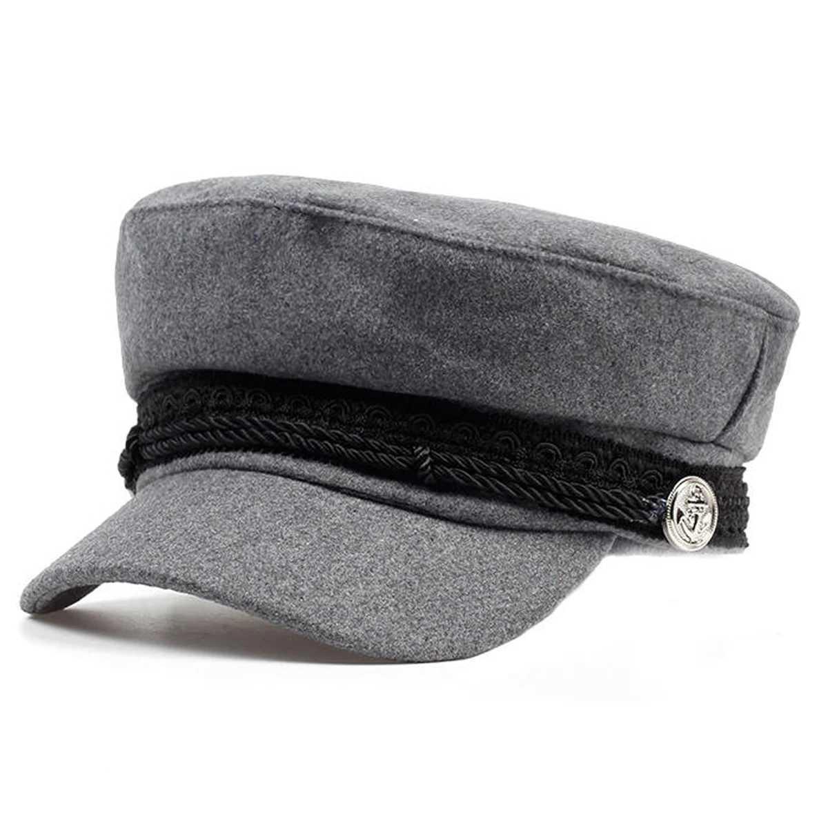Fashion White Buckle Lace Army C Spring Autumn Sailor Hats Black Ladies Beret Cs Men Flat Top Ctain Military Cs Y251025