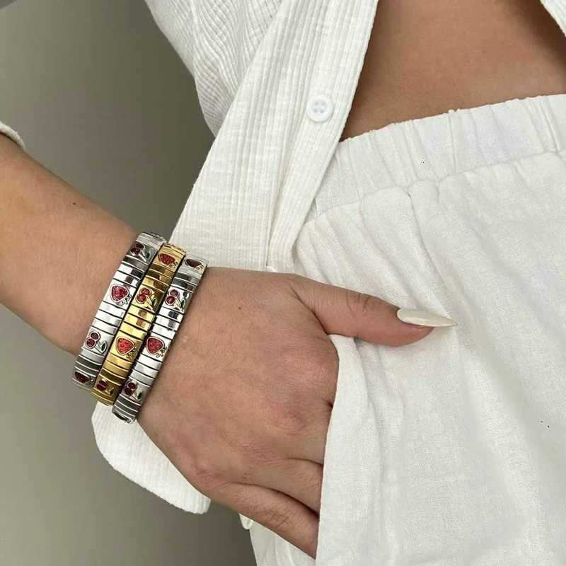 Stainl Steel Fashion Sterry ry Elastic Bangle Bracelet For Wen Gold Color Statement Chic JewelryW251025