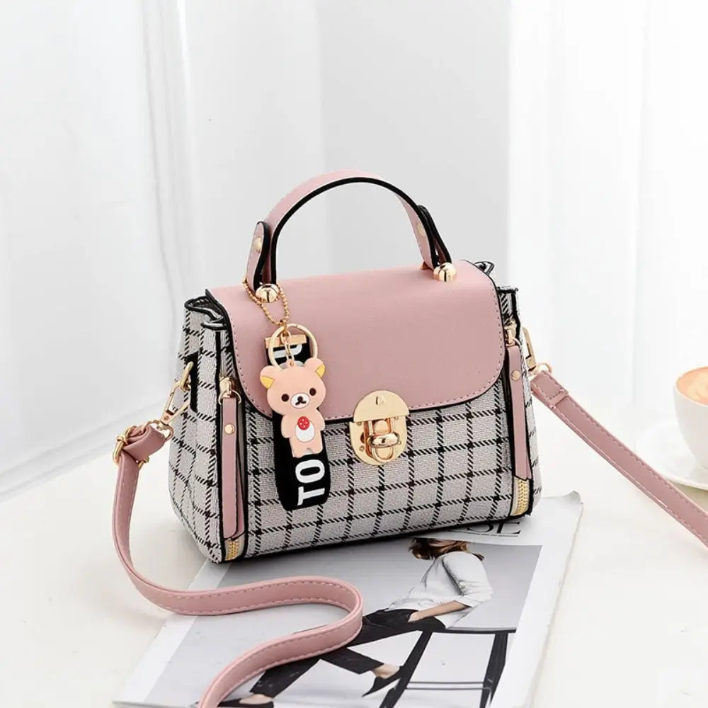 Fashion Plaid Pattern Handbag Womens Buckle Flap Shoulder Bag Purse Ladies PU Leather Crossbody 251018