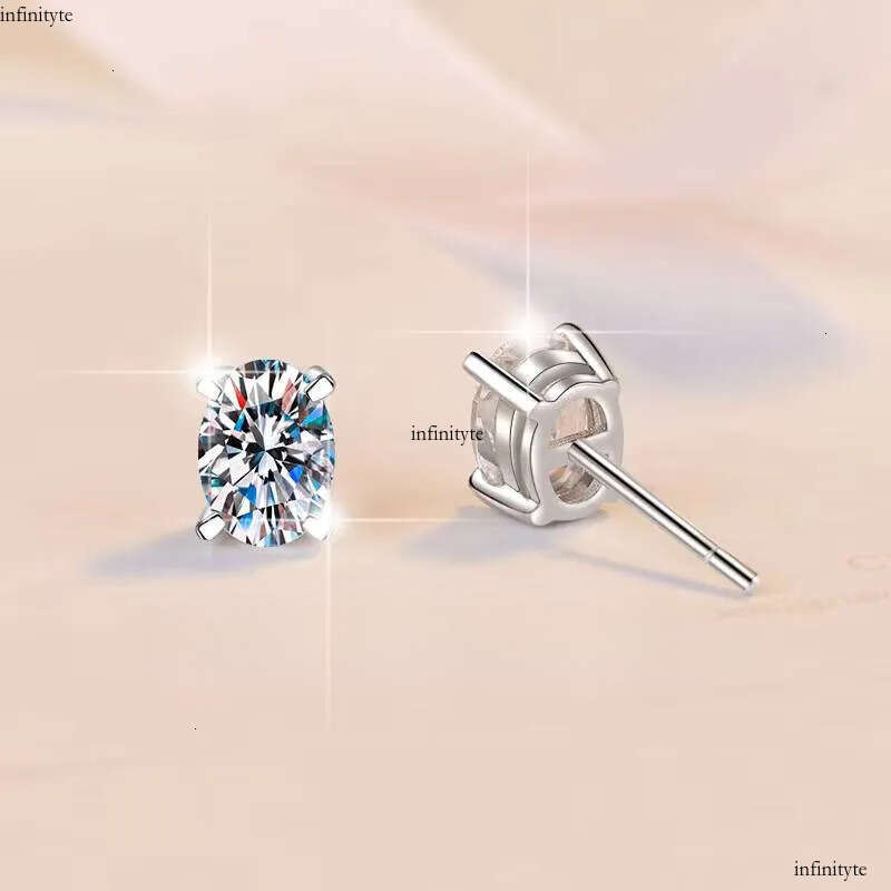 Fine Jewelry Women's Minimalist 0.5Ct/1Ct/2ct Oval Cut Dia S Sterling Sier VVs1 Moissanite Earrings
